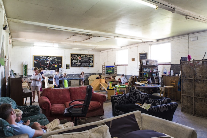 inside the barn at wowo campsite